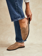 Linzi Natural Intro Ruched Slip On Mules - Image 1 of 6