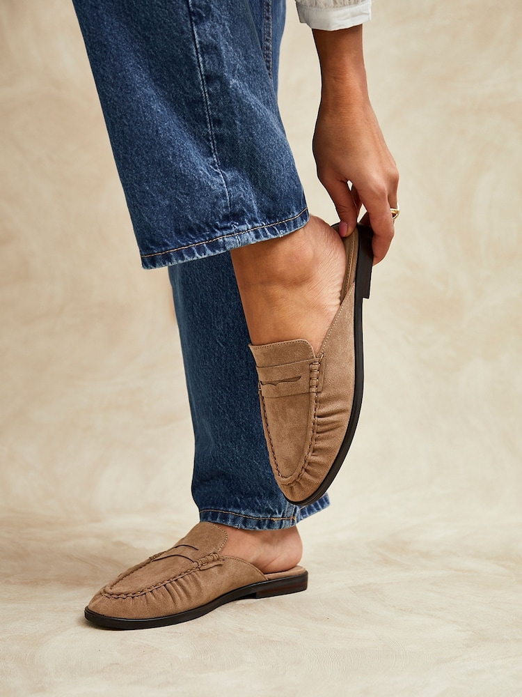 Linzi Natural Intro Ruched Slip On Mules - Image 1 of 6