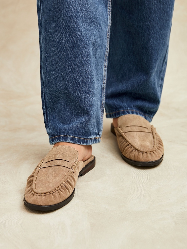 Linzi Natural Intro Ruched Slip On Mules - Image 2 of 6