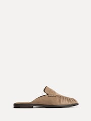 Linzi Natural Intro Ruched Slip On Mules - Image 3 of 6