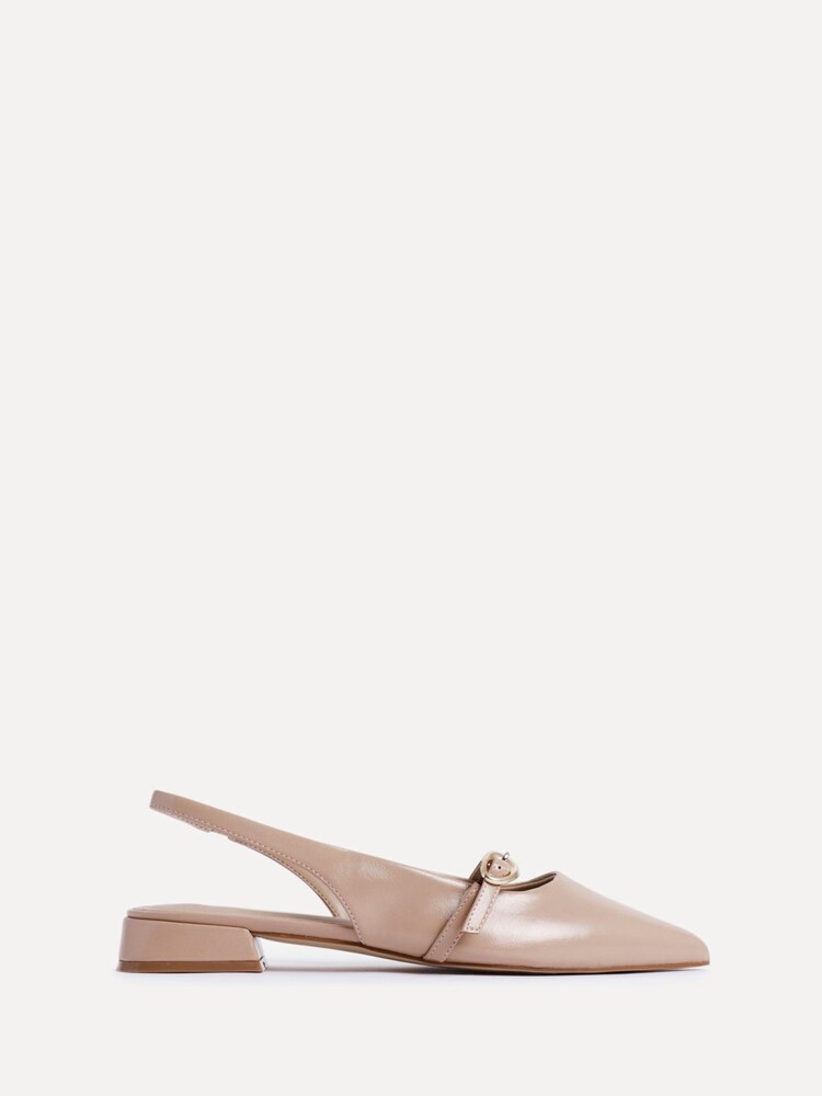 Linzi Nude Align Pointed Toe Ballet Flats With Buckle Detail - Image 2 of 5