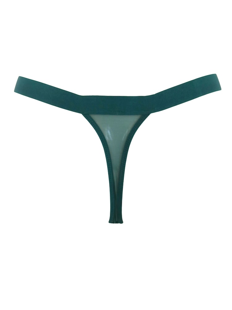 Pour Moi Green India Embroidery Thongs - Image 5 of 5