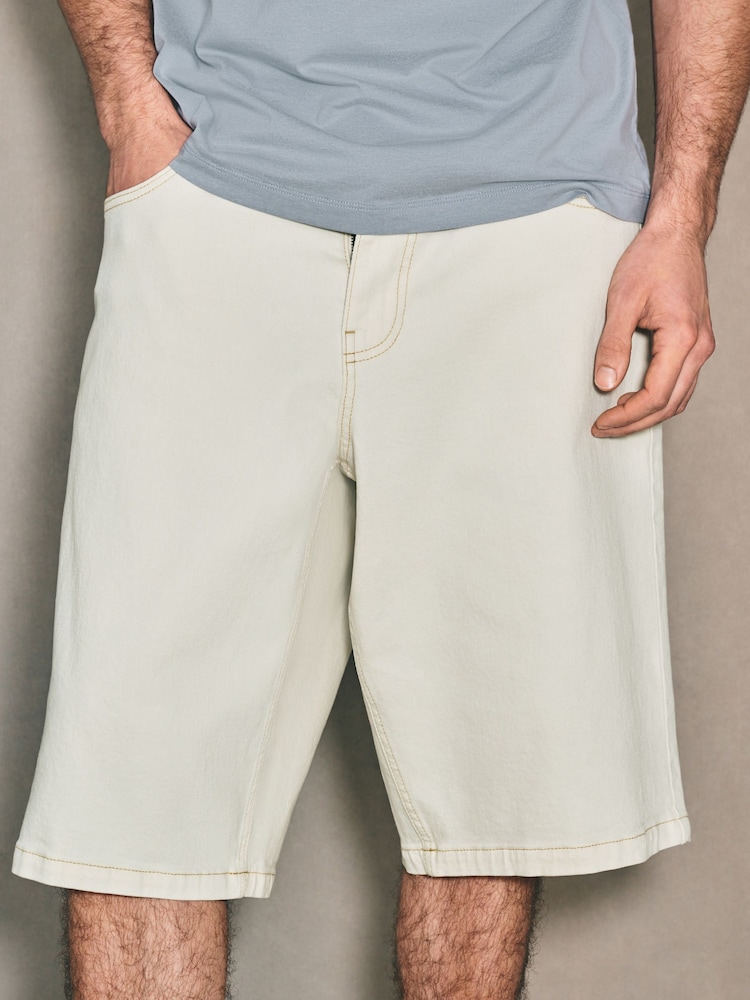 Edit Ecru Denim Baggy Jorts - Image 1 of 9