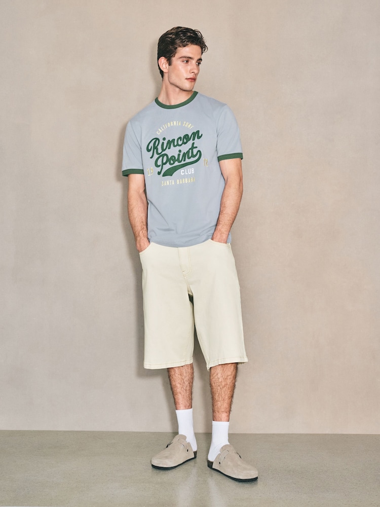 Edit Ecru Denim Baggy Jorts - Image 2 of 9