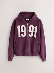 Berry Red EDIT Graphic Zip Through Hoodie - Image 11 of 14