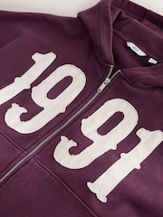 Berry Red EDIT Graphic Zip Through Hoodie - Image 13 of 14