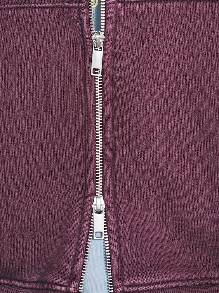 Berry Red EDIT Graphic Zip Through Hoodie - Image 14 of 14