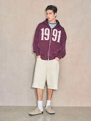 Berry Red EDIT Graphic Zip Through Hoodie - Image 2 of 14