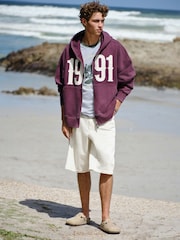 Berry Red EDIT Graphic Zip Through Hoodie - Image 3 of 14