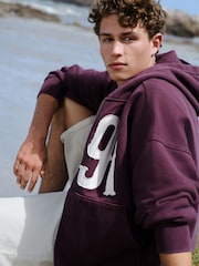Berry Red EDIT Graphic Zip Through Hoodie - Image 9 of 14