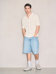 Ecru Relaxed Fit Edit Short Sleeve Cotton Rich Pointelle Shirt - Image 2 of 8