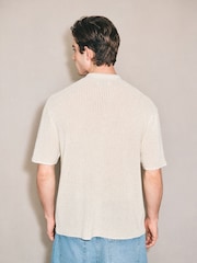 Ecru Relaxed Fit Edit Short Sleeve Cotton Rich Pointelle Shirt - Image 4 of 8
