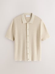 Ecru Relaxed Fit Edit Short Sleeve Cotton Rich Pointelle Shirt - Image 6 of 8