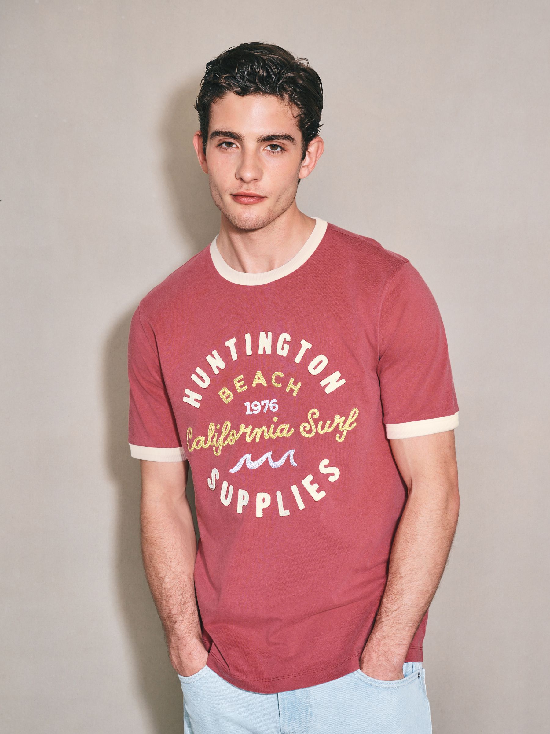 Buy Red EDIT Ringer Graphic T-Shirt from Next Romania
