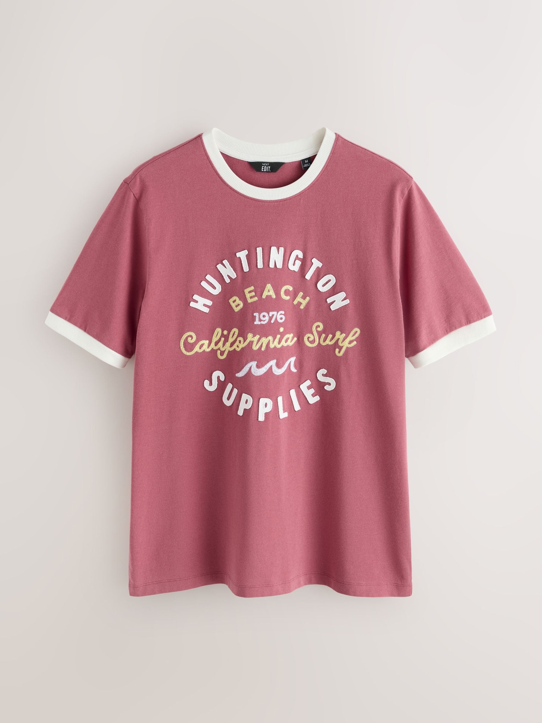 Buy Red EDIT Ringer Graphic T-Shirt from Next Romania