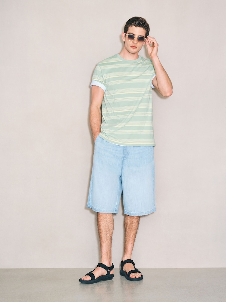 Green Horizontal Striped Edit T-Shirt - Image 2 of 7