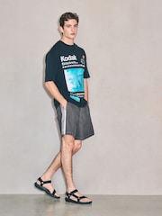 Black/Grey Edit Side Stripe Board Shorts - Image 6 of 9
