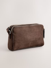 Chocolate Brown Double Zip Cross Body Bag - Image 2 of 5
