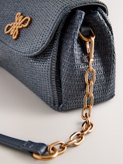 כחול כהה - Raffia Effect Cross-Body Bag - תמונה 7 מתוך 8