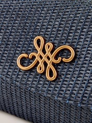 כחול כהה - Raffia Effect Cross-Body Bag - תמונה 8 מתוך 8