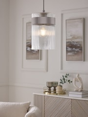 Lipsy Silver Ridge Glass Pendant Light - Image 1 of 5