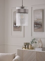 Lipsy Silver Ridge Glass Pendant Light - Image 2 of 5