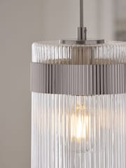 Lipsy Silver Ridge Glass Pendant Light - Image 3 of 5