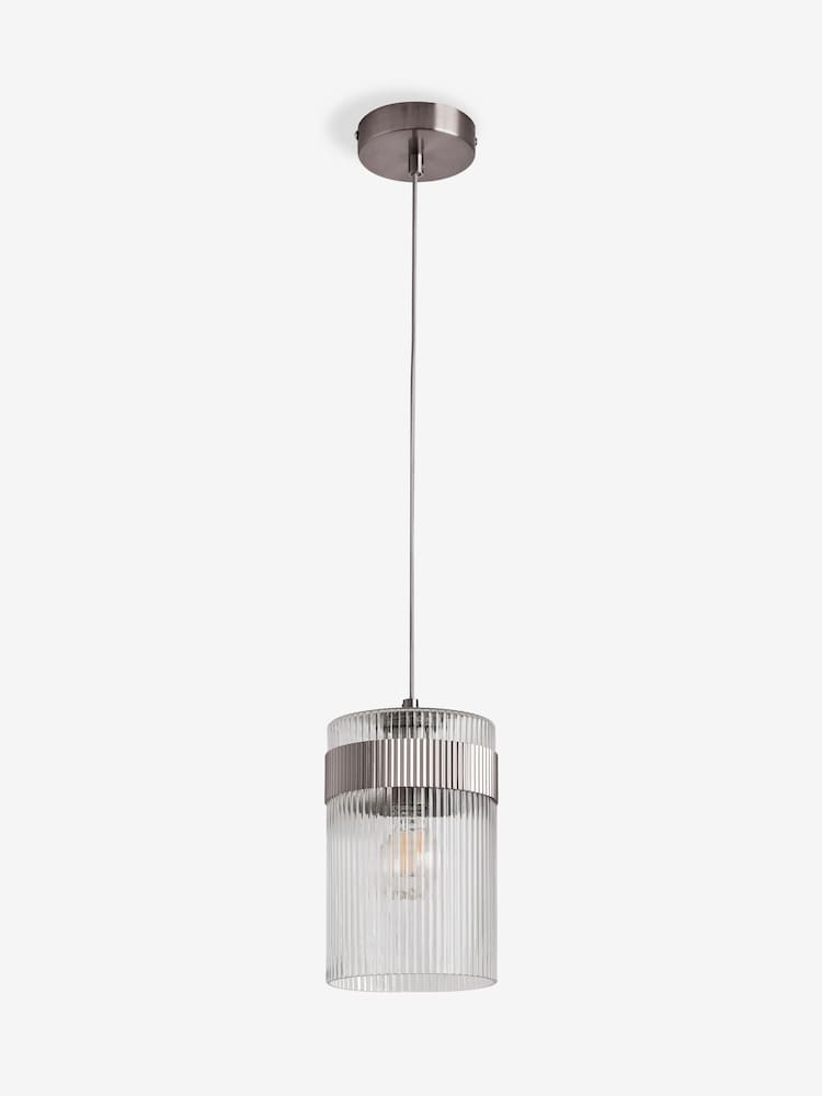 Lipsy Silver Ridge Glass Pendant Light - Image 5 of 5