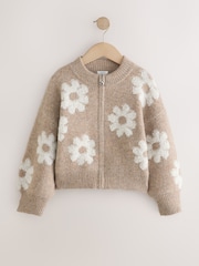 Neutral Daisy Zip Through Cardigan (3-16yrs) - Image 5 of 8