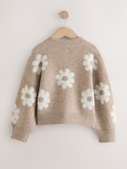 Neutral Daisy Zip Through Cardigan (3-16yrs) - Image 6 of 8