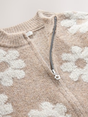 Neutral Daisy Zip Through Cardigan (3-16yrs) - Image 7 of 8