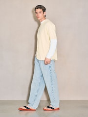 Mid Blue Barrel Fit EDIT Pleated Jeans - Image 10 of 15