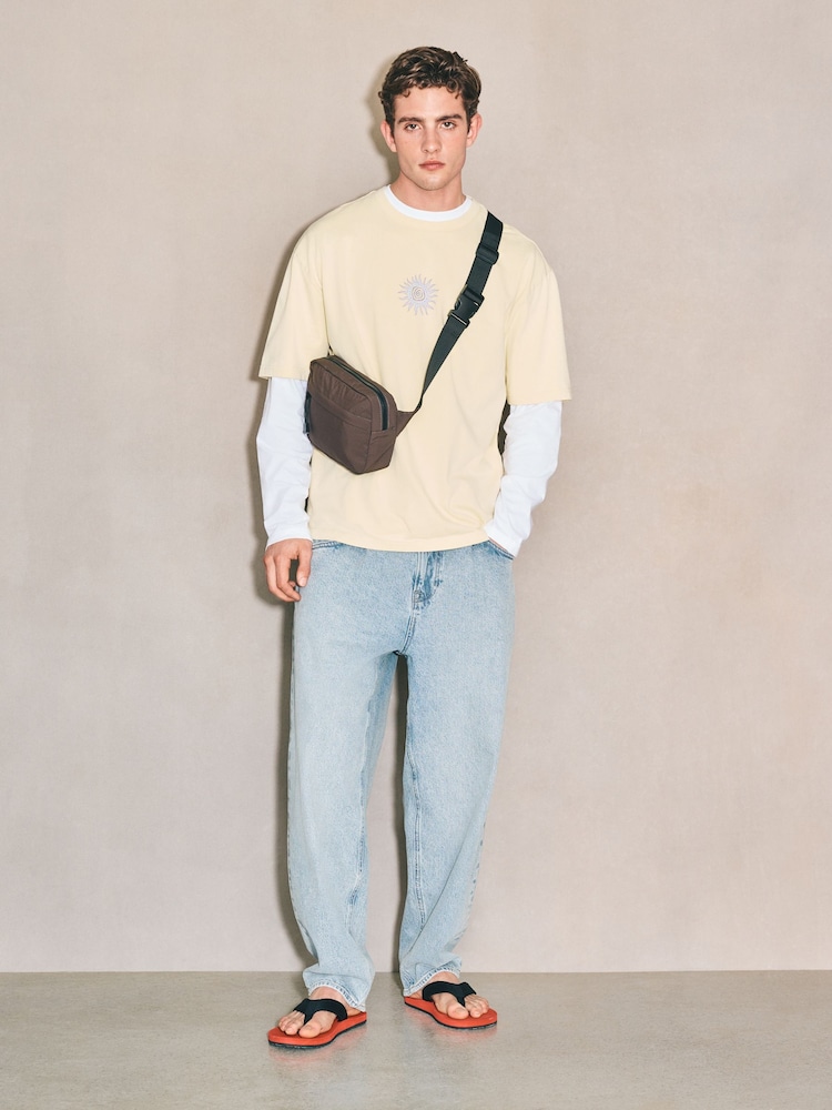 Mid Blue Barrel Fit EDIT Pleated Jeans - Image 2 of 15