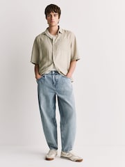 Mid Blue Barrel Fit EDIT Pleated Jeans - Image 3 of 15