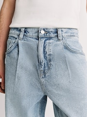 Mid Blue Barrel Fit EDIT Pleated Jeans - Image 6 of 15