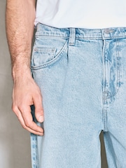 Mid Blue Barrel Fit EDIT Pleated Jeans - Image 8 of 15