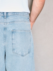 Mid Blue Barrel Fit EDIT Pleated Jeans - Image 9 of 15