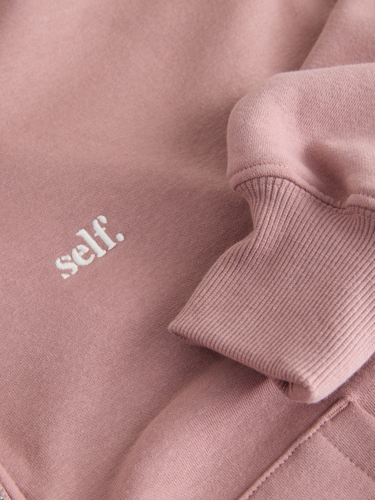 self. Mauve Hooded Zip Through Jacket - Image 9 of 9