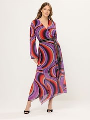 Star by Julien MacDonald Purple Mesh Pleated Dress - Image 1 of 5