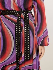 Star by Julien MacDonald Purple Mesh Pleated Dress - Image 4 of 5