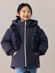 Laura Ashley Navy Frill Lace Padded Coat - Image 1 of 13