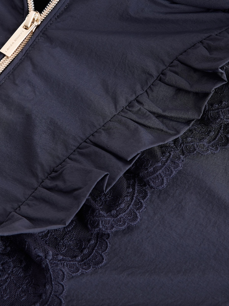 Laura Ashley Navy Frill Lace Padded Coat - Image 13 of 13 Laura Ashley Navy Frill Lace Padded Coat - Image 13 of 13