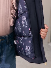 Laura Ashley Navy Frill Lace Padded Coat - Image 5 of 13