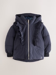Laura Ashley Navy Frill Lace Padded Coat - Image 7 of 13