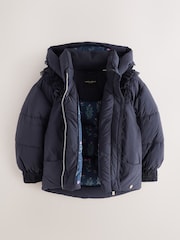Laura Ashley Navy Frill Lace Padded Coat - Image 9 of 13