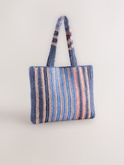 Blue Raffia Effect Stripe Shoulder Bag - Image 6 of 9