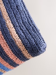 Blue Raffia Effect Stripe Shoulder Bag - Image 9 of 9