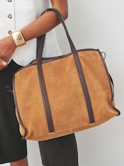 Tan Brown N.Premium Oversized Suede Shoulder Bag - Image 1 of 5