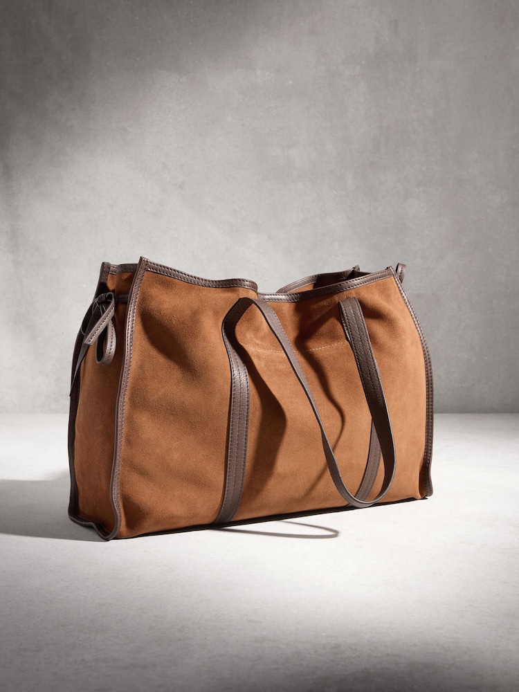 Tan Brown N.Premium Oversized Suede Shoulder Bag - Image 2 of 5