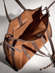 Tan Brown N.Premium Oversized Suede Shoulder Bag - Image 3 of 5
